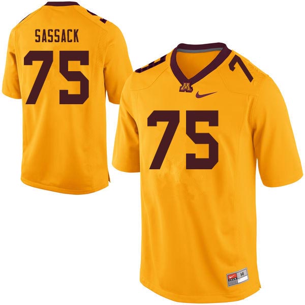 Men #75 Kyle Sassack Minnesota Golden Gophers College Football Jerseys Sale-Gold